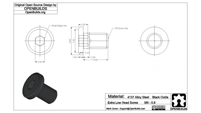 M5 Low Profile Screws – 1 Piece