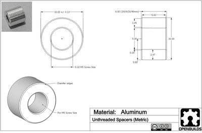Metric Aluminum Spacers - 1 Piece
