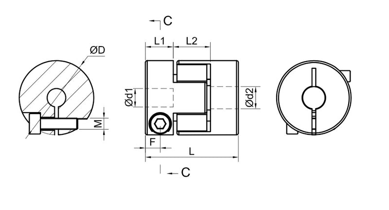 6.35mm x 8mm Jaw Coupling